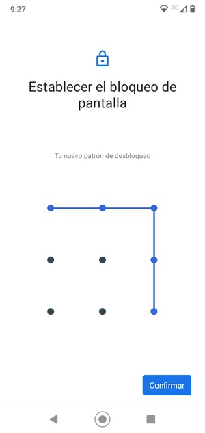 Dibuje de nuevo el patrón de desbloqueo y seleccione Confirmar