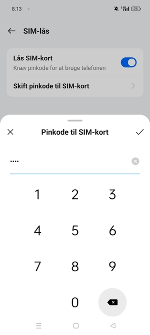 Bekræft din nye PIN-kode til SIM-kort og vælg OK