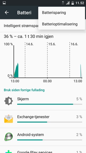 Velg Batterisparing