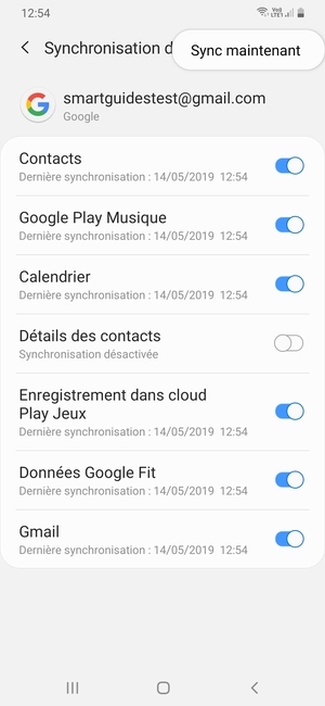 Sélectionnez Sync maintenant