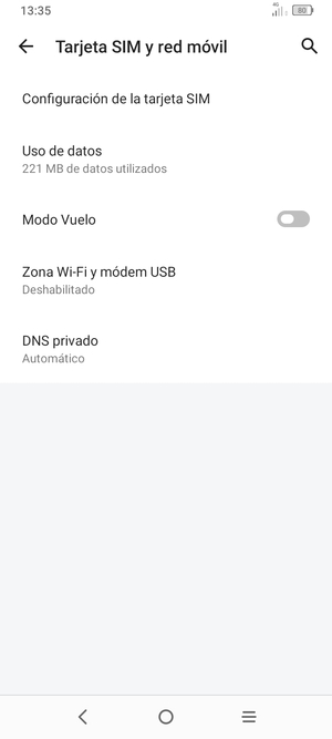 Seleccione Configuración de la tarjeta SIM