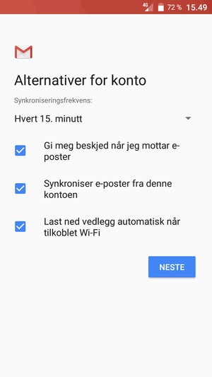 Velg NESTE