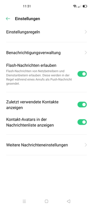 Wählen Sie Weitere Nachrichteneinstellungen