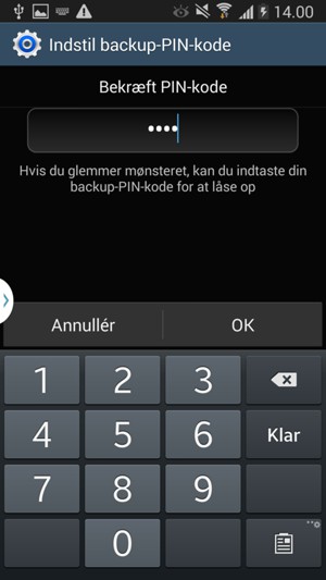 Bekræft din PIN-kode og vælg OK
