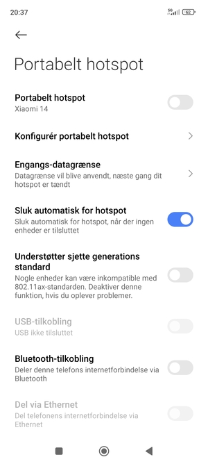 Vælg Konfigurér portabelt hotspot