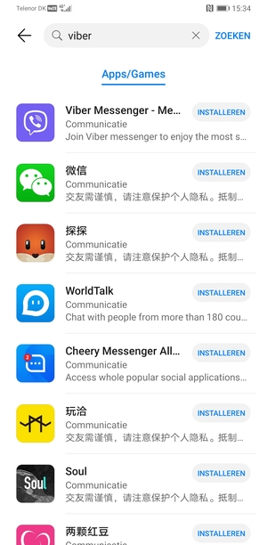 Selecteer de app