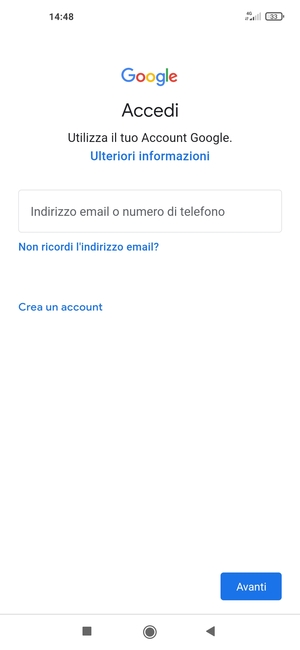Inserisci il tuo indirizzo Gmail e seleziona Avanti