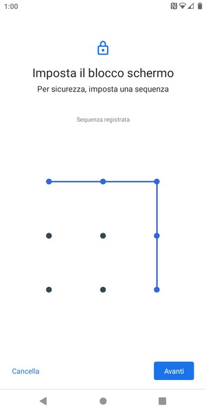 Disegna una sequenza di sblocco e seleziona Avanti