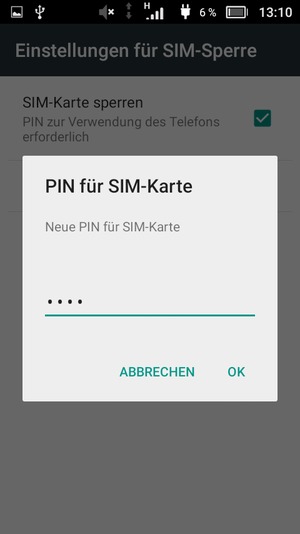 Geben Sie Ihre Neue PIN für SIM-Karte ein und wählen Sie OK