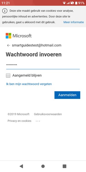 Voer uw wachtwoord in en selecteer Aanmelden