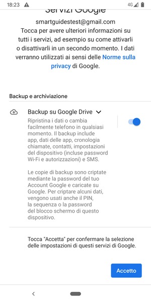 Seleziona Accetto