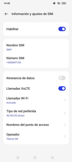 Para cambiar la red en caso de problemas de conectividad, seleccione Operador