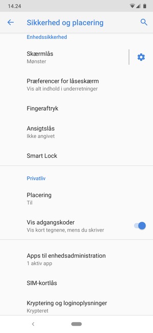 Vælg SIM-kortlås