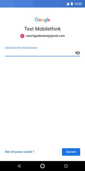 Saisissez votre mot de passe et sélectionnez Suivant