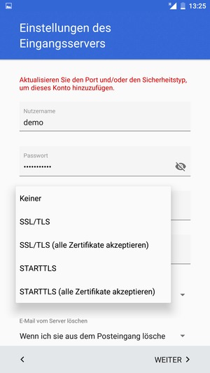 Wählen Sie Keiner und WEITER