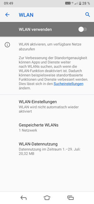 Schalten Sie WLAN verwenden ein