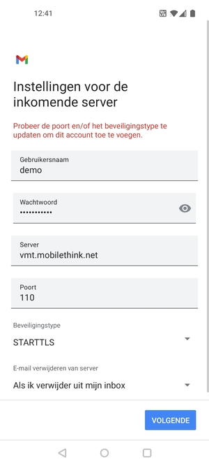 Selecteer Beveiligingstype