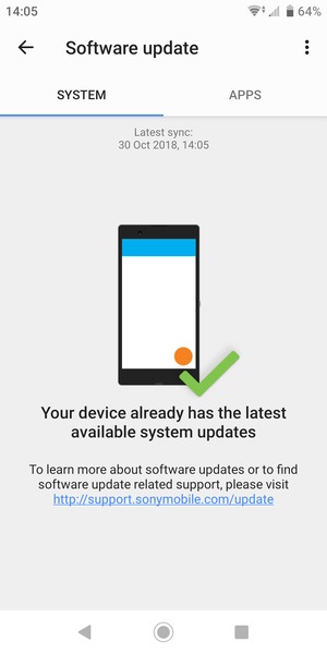 If your phone is up to date, you will see the following screen
