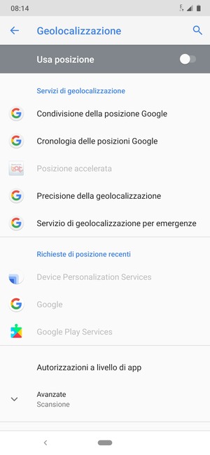Disattiva Usa posizione