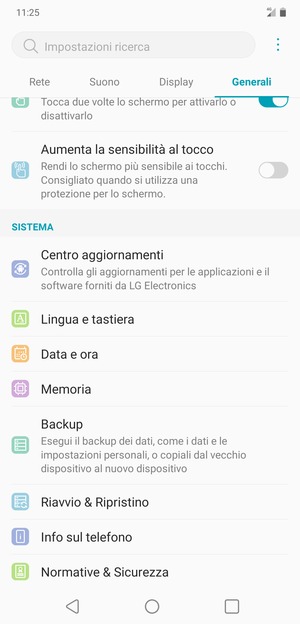 Scorri e seleziona Backup
