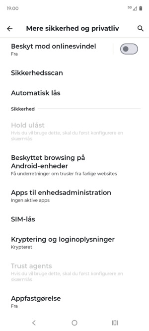 Scroll til og vælg SIM-lås