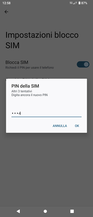 Conferma il nuovo PIN della SIM e seleziona OK