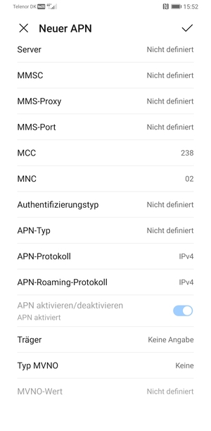 Scrollen Sie nach unten und geben Sie Internetinformationen ein