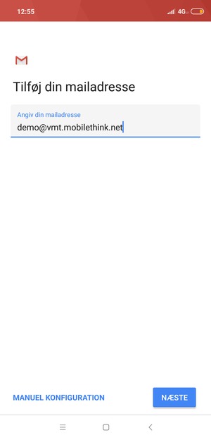 Indtast din e-mailadresse og vælg NÆSTE