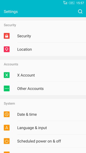 Scroll to and select Security