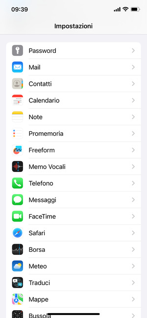 Scorri e seleziona Mail