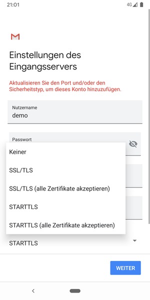 Wählen Sie Keiner und WEITER