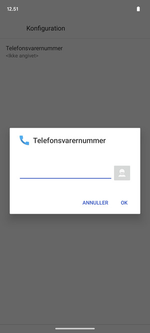 Indtast Telefonsvarernummer og vælg OK