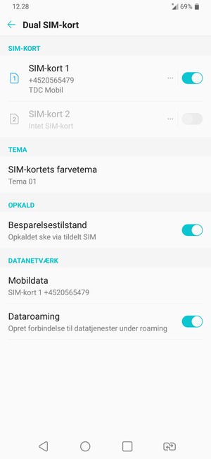 Slå Dataroaming til eller fra