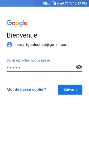 Saisissez votre mot de passe et sélectionnez Suivant