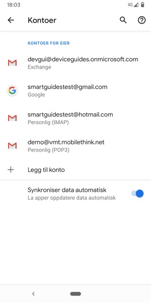 Velg din Google-konto