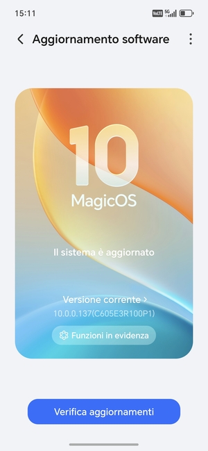 Se il tuo telefono è aggiornato, vedrai la seguente schermata