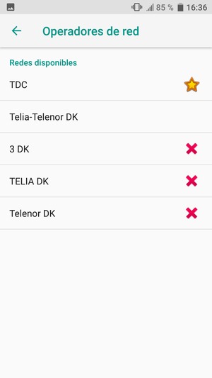 Seleccione un operador de red de la lista