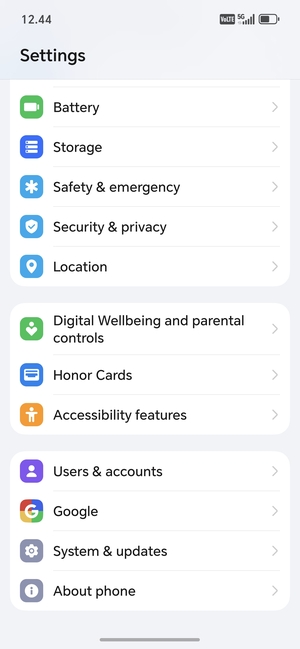 Scroll to and select System & updates