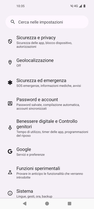 Scorri e seleziona Sicurezza e privacy