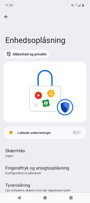 Vælg Skærmlås
