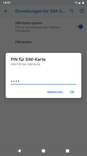 Geben Sie Ihre Alte PIN der SIM-Karte ein und wählen Sie OK