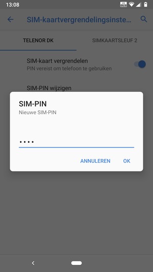 Voer uw Nieuwe SIM-PIN in en selecteer OK