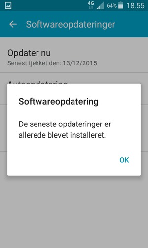 Hvis din telefon er opdateret, vælg OK
