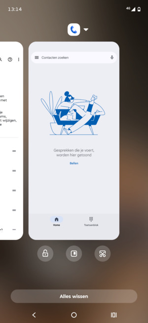 Selecteer Alles wissen om alle actieve apps te sluiten
