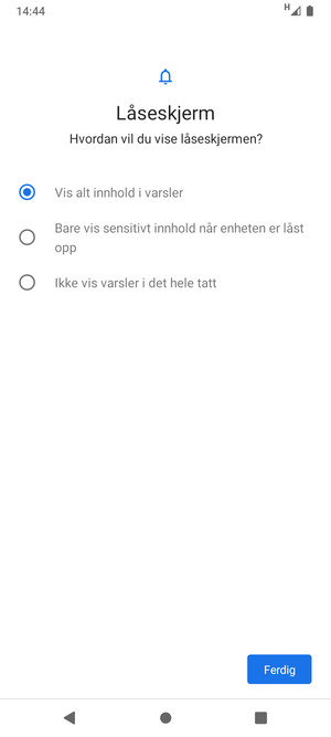 Velg ønsket alternativ og velg Ferdig