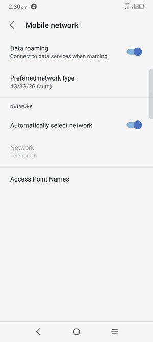 Turn Data roaming on or off