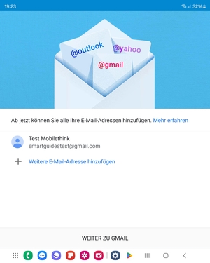 Wählen Sie WEITER ZU GMAIL