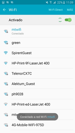 Ahora está conectado a la red Wi-Fi