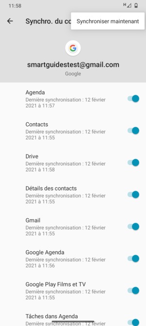 Sélectionnez Synchroniser maintenant