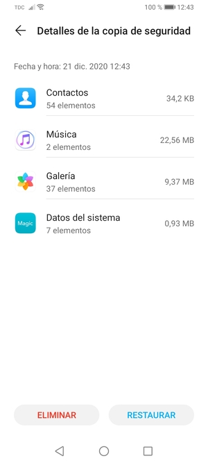 Seleccione RESTAURAR